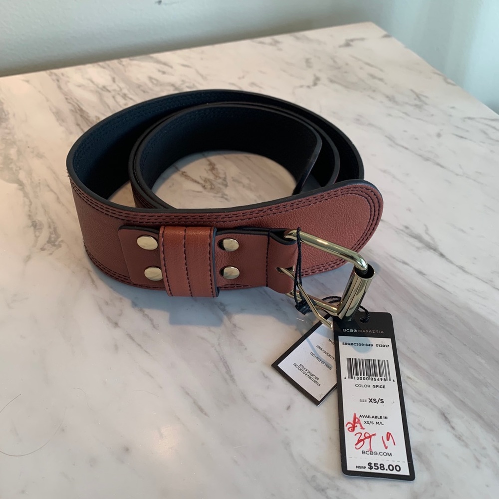 BCBG Brown Belt with Gold Buckle